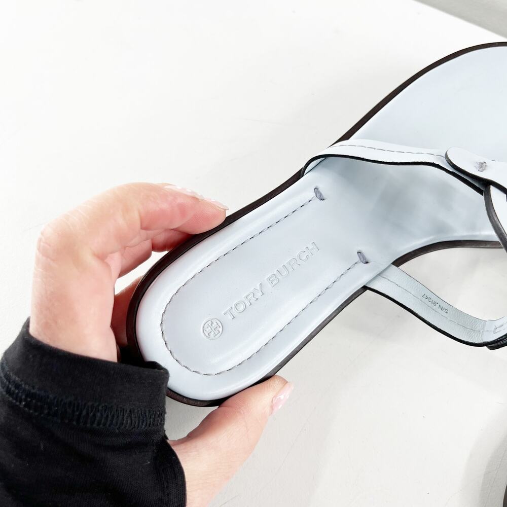 Tory Burch Miller Welt Thong Leather Sandals Pastel Blue 8.5 - Picture 5 of 8